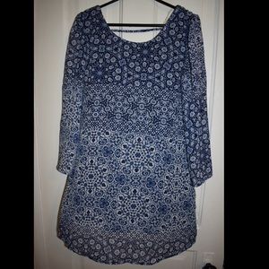 Floral Blue Long Sleeve Dress